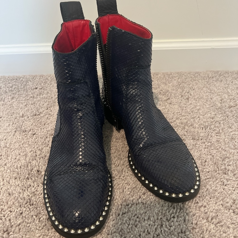 Zadig and Voltaire blue/black Studded Navy Leather Boots